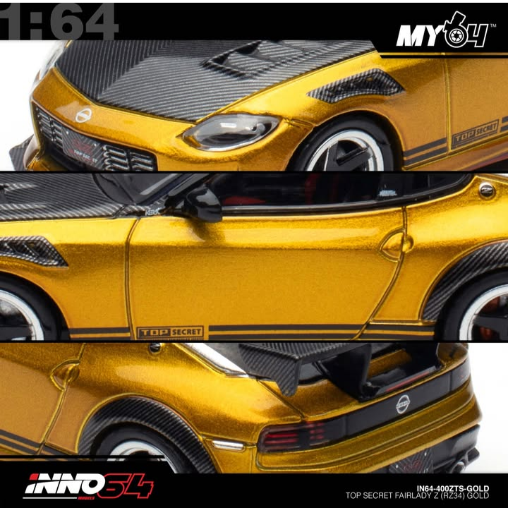 INNO64 TOP SECRET FAIRLADY Z (RZ34) GOLD 1:64 Scale Mattel Diecast