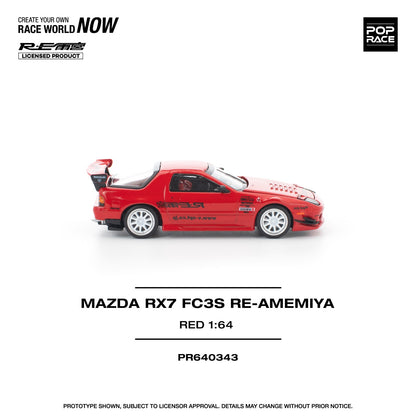 ( PR640343 ) POP Race MAZDA RX7 FC3S RE-AMEMIYA RED 1:64 Scale Diecast Model