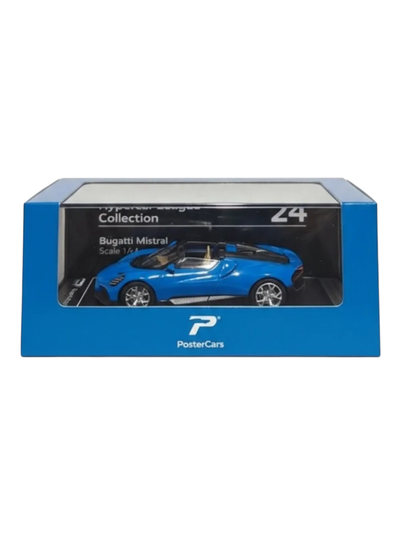 Postercars Hypercar League Collection Bugatti Mistral 1:64 Scale / French Racing Blue ( No 24 )