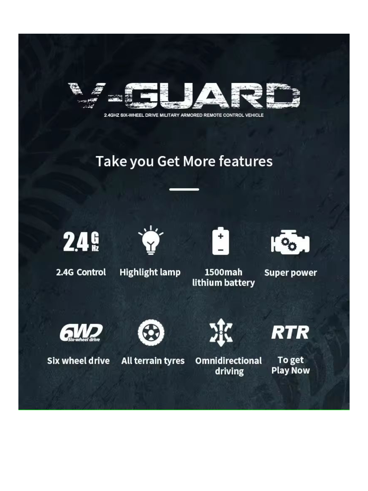 V-Guard Six-Wheel Drive Military Armored Remote Control (RC) Vehicle 1:16 Scale