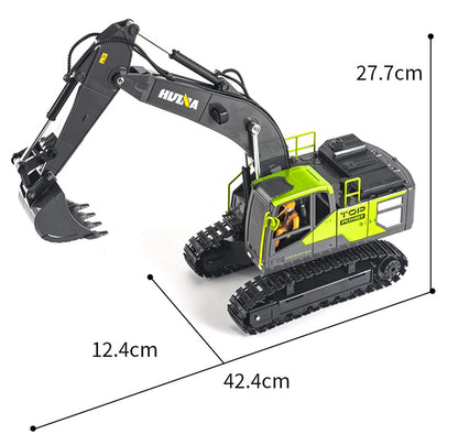Huina Toys 1661 RC Excavator With 13 Function upgrade Alloy 3.7V 500mAh Li-ion battery ( Play Time: Approx. 20–30 mins (per charge) Remote Controller (batteries not included) USB Charging Cable 1:18 Scale