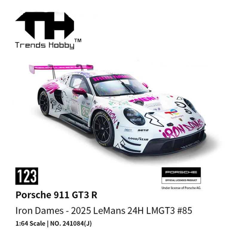 Trends Hobby -TH-123 Porsche 911 GT3 R Iron Dames #85 – 2025 Le Mans 24H LMGT3 1:64 Scale Diecast Model Car