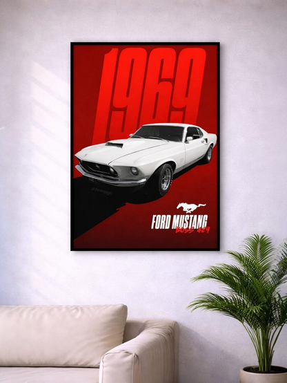 FORD MUSTANG 1969 | CLASSIC LEGENDS #07 | CAR POSTER |(A4 Size)