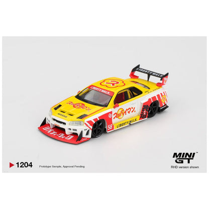 Mini GT #1204: Nissan LB-ER34 Super Silhouette SKYLINE Suppaiman Okinawa 1:64 Scale
