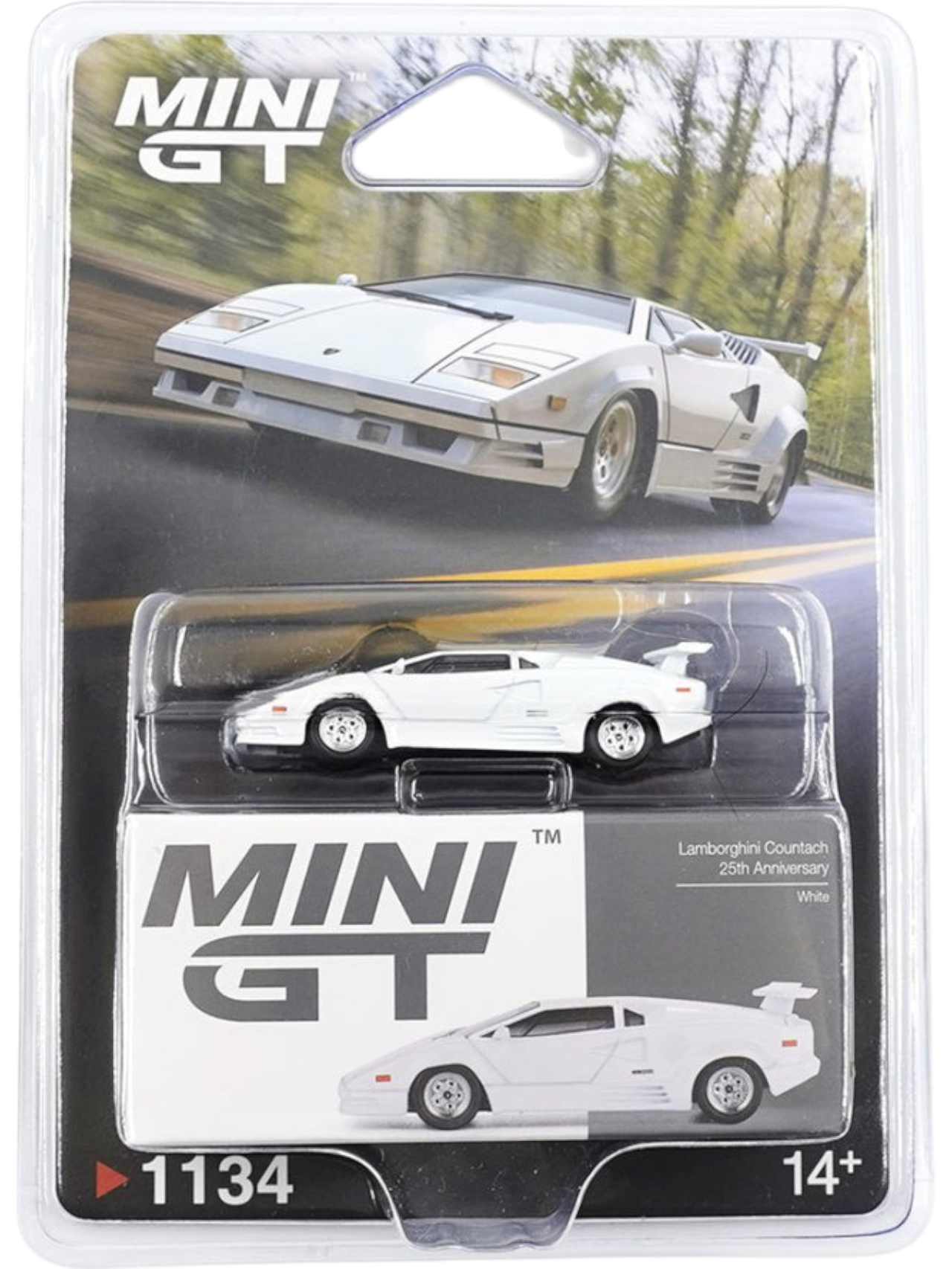 Mini GT #1134: Lamborghini Countach 25th Anniversary White 1:64 Scale