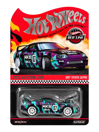 Hotwheels 2025 sELECTIONs™ Car "1997 Toyota Supra HKS – RLC Red Line Club 1:64 Scale Collectible Car JCP18-9893