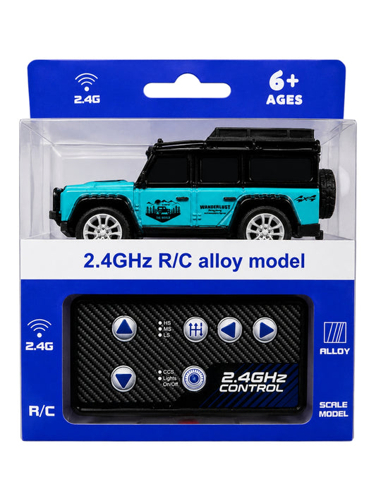 Mini RC 2.4GHz Remote Control Alloy SUV Car with Rechargeable Battery & LED Lights.