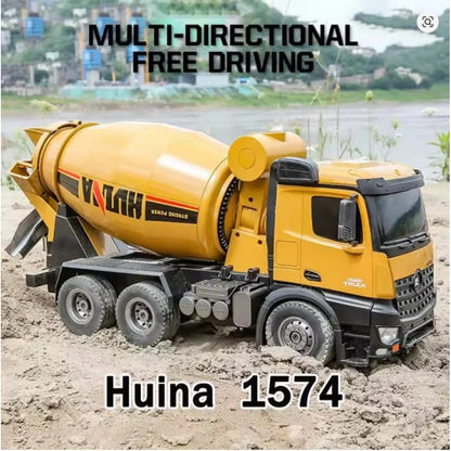 HUINA Engineering Vehicle 1574 RC Concrete Mixer Truck 1:14 Scale | 10 Functions | Remote Control Construction Model