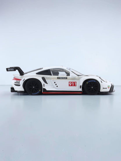 Bburago Porsche 911 RSR 1:43 Scale Diecast Model Car | White Racing Edition
