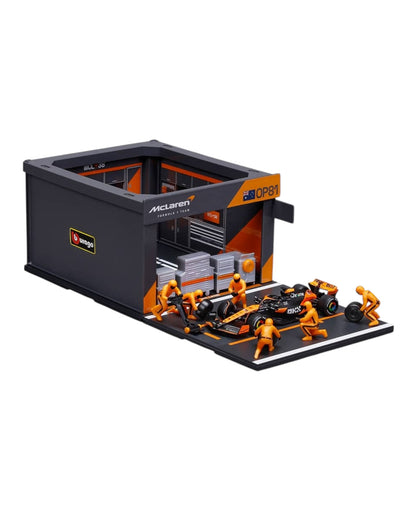 Bburago 2024 formula 1 (f1) pit pass McLaren mcl38 miami grand prix op81 1:43 Scale (6 figurines included)