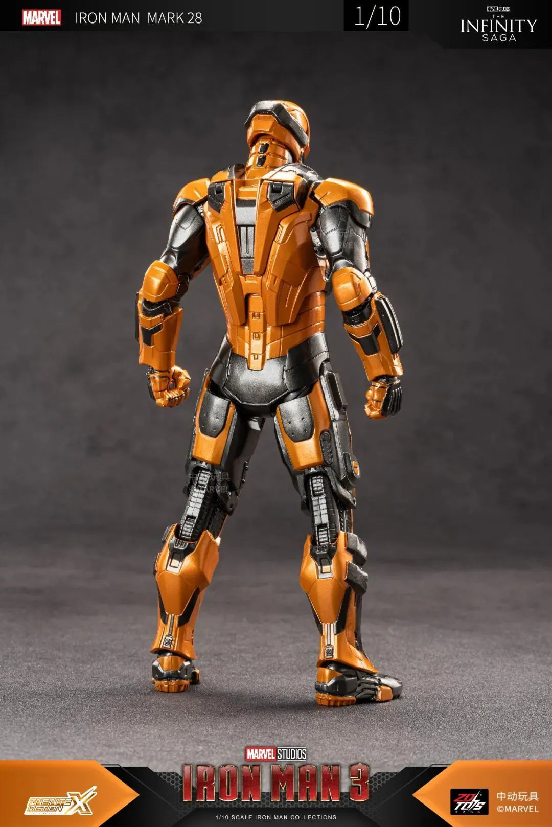 ZD Toys Marvel Studios Iron Man 3 Mark 28 (Jack) | 1:10 Scale 7-Inch Highly Articulated Action Figure (code-1906-28)