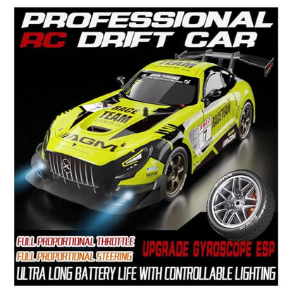 Drift Sports Car RC| 4WD High-Speed Drifting Car with LED Lights, 2.4GHz Remote Control & Interchangeable Drift Wheels Professional Chassis Steering/ Throttle ESP System 1:16 Scale a top speed of around 25 to 30 KM/H