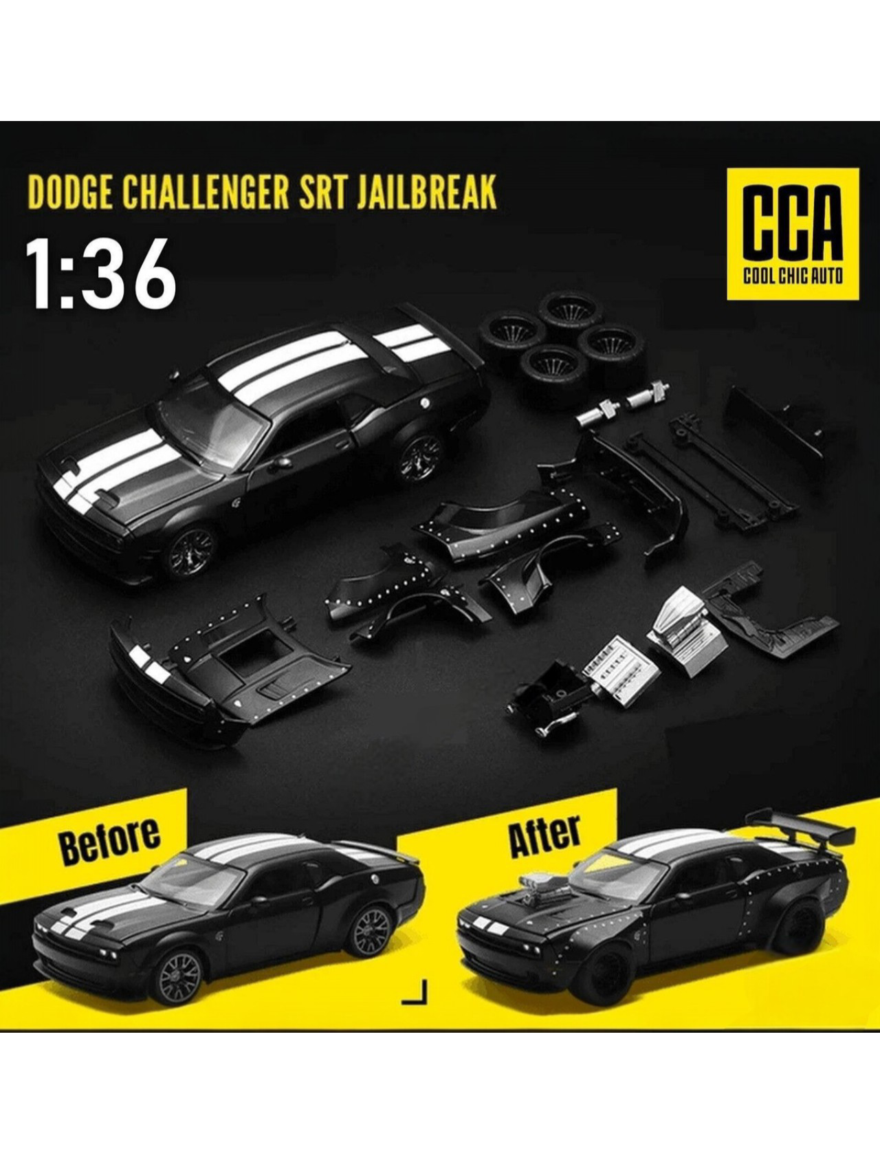CCA 2022 Dodge Challenger SRT Jailbreak 2 in 1 Car Tuning Set 1:36 Scale