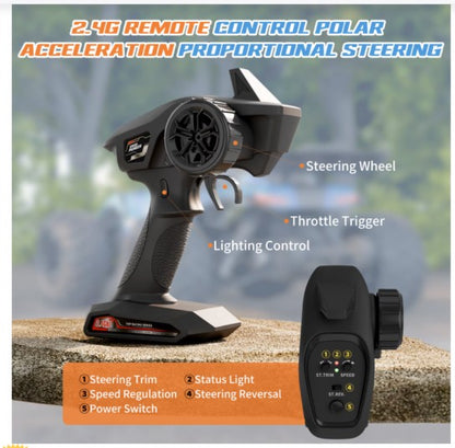 GALLOPISH Storm 1:16 Scale 2.4G RC Off-Road Monster Truck – High Speed Remote Control Car with LED Lights Speed 40 Km/h