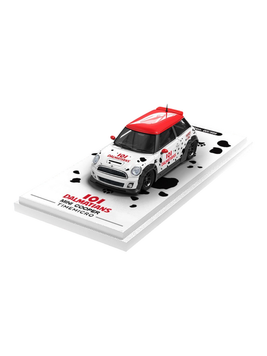 Time Micro Mini Cooper 101 Dalmatians Livery 1:64 Scale (Acrylic Case)