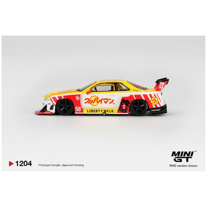 Mini GT #1204: Nissan LB-ER34 Super Silhouette SKYLINE Suppaiman Okinawa 1:64 Scale
