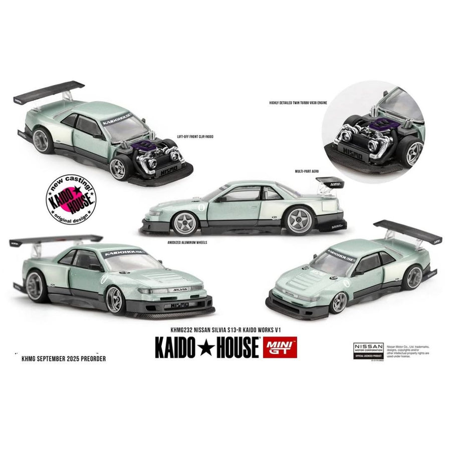 Mini GT Kaido House #232 Nissan Silvia S13-R Kaido Works V1 1:64 Scale