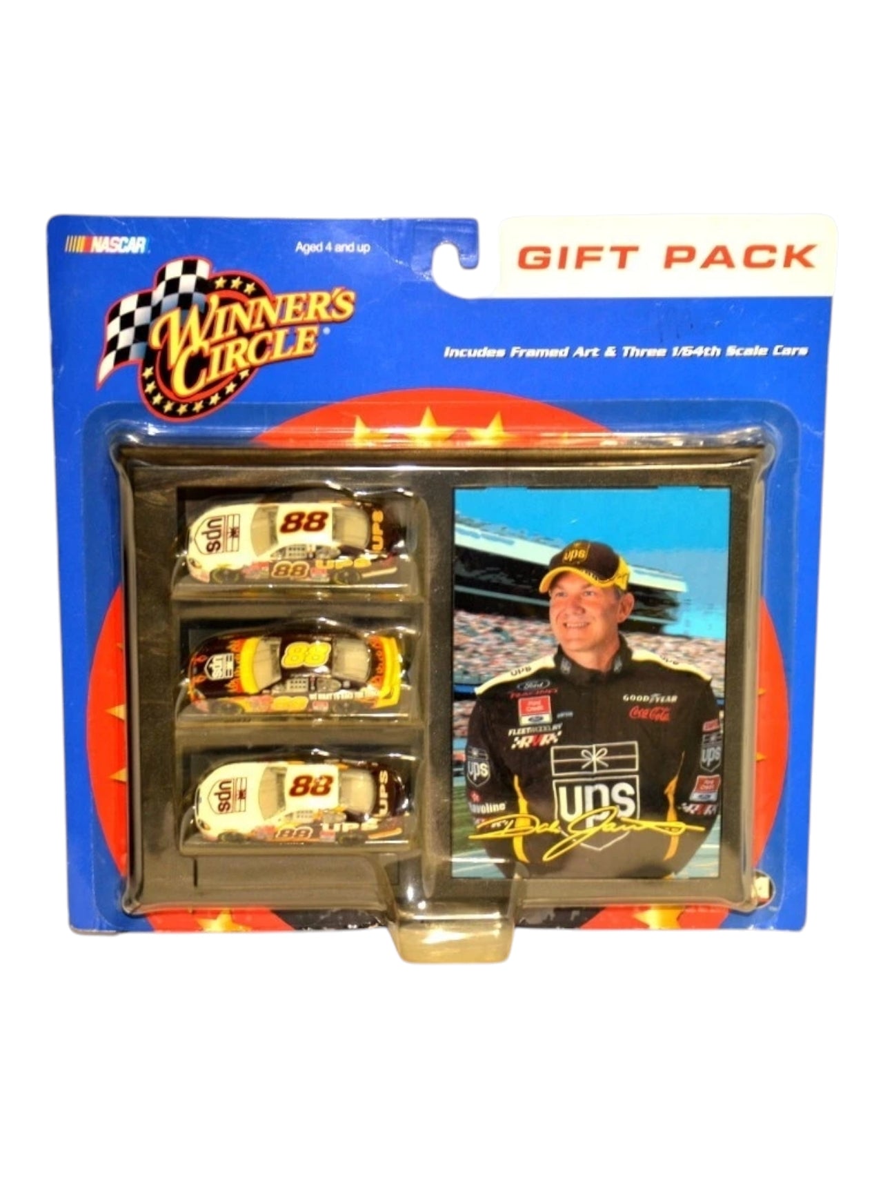 Winner's circle nascar gift pack DALE JARRETT incudes framed art / three 1/64th scale cars