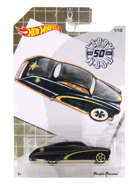 HotWheels Larry Wood Purple Passion Imported Mainline Card Art 1:64 Scale (Creased Card)