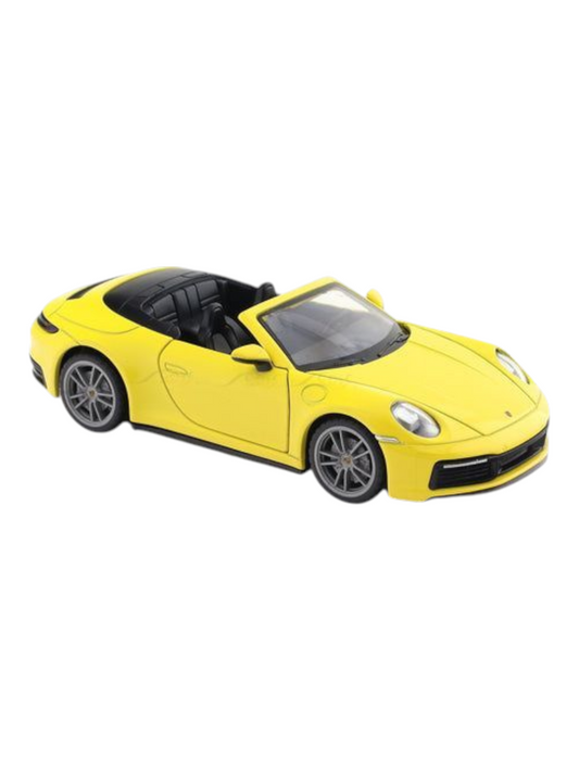 CCA Porsche 911 Carrera Cabriolet Yellow 1:32 licensed pullback diecast Scale Model car
