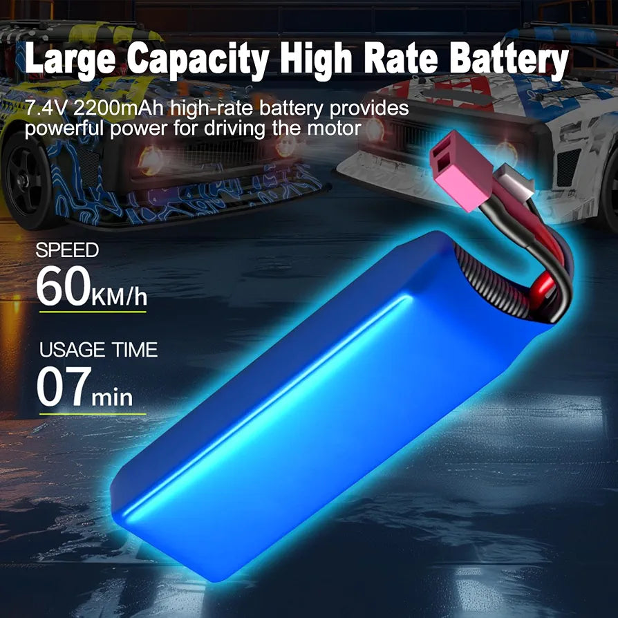 Power Drift RC Car 2.4 Ghz Remote Control, RTR 4WD, Lghit Effect When Braking Alloy Gear Adjustable Metal Hydraulic Shock Absorber 1:12 Scale Remote Control Rechargeable