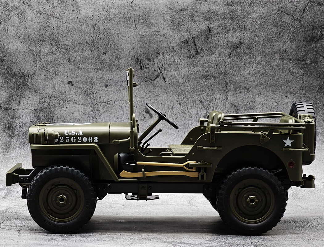 Military Car 2.4GHZ Remote Control System Imported 1:10 Scale RC Remove Engine Hood Metal Chassis Side Guard Frame (U.S.A)2025G2068