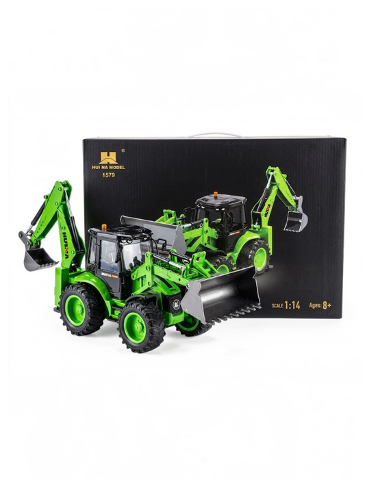 HUINA Model 1579 RC Backhoe Loader Excavator – 9 Function Remote Control Construction Vehicle 1:14 Scale