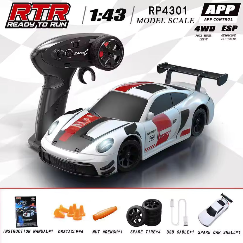 HB Toys Racing Rally RC Car 1:43 Scale | 2.4GHz Remote Control | 4WD | ESP Gyroscope | RTR Ready-to-Run LI-ION Battery