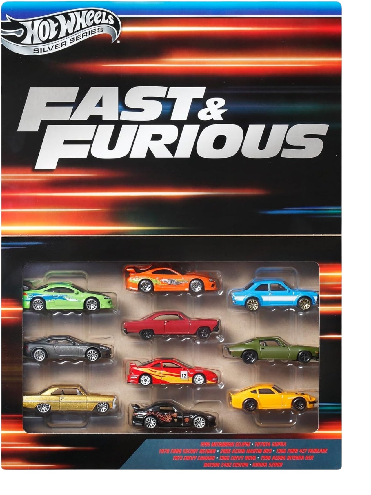 HotWheels silver series fast and furious pack of 10 imported mainline 1:64 scale
