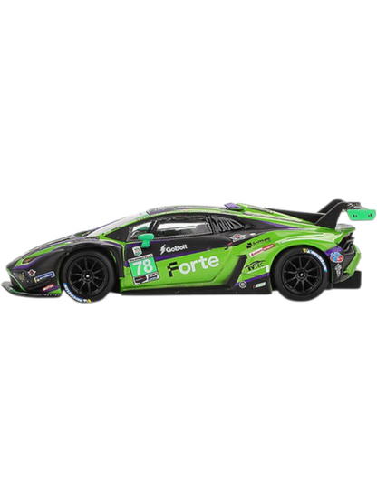 Mini GT code-1062 Lamborghini Huracán GT3 EVO2 #78 Forte Racing 2024 IMSA Daytona 24 Hrs 1:64 Scale