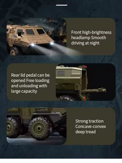 V-Guard Six-Wheel Drive Military Armored Remote Control (RC) Vehicle 1:16 Scale