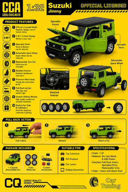 CCA Suzuki Jimny (Red/Black) 2 In 1 Diecast Model Imported 1:32 Scale Car Tuning