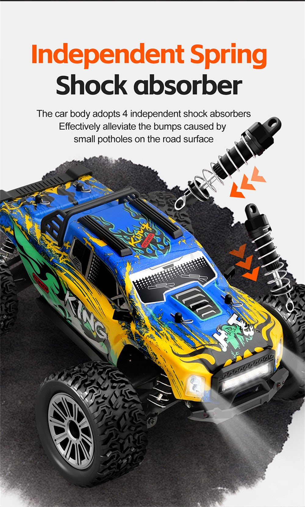 Raptor Cross Country Truck High' Speed Off-road (Rc) Remote Control Car ,Maximum Speed Up to 35km/H LED light Rechargeable battery 1:16 Scale.