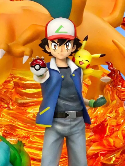 Pokémon action figure Ash 1:6 Ketchum with Charizard & Pikachu Collectible Diorama Figure Display Statue 16 Inch