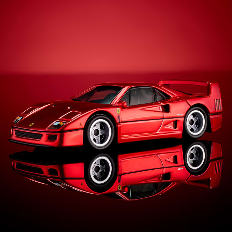HotWheels RLC Ferrari F40 Sports Car With Diteling Diecast Model 1:64 Scale Color -Red Line Club Opening Rear Clamshell With Engine Detail And Front Bonnet Premium Car