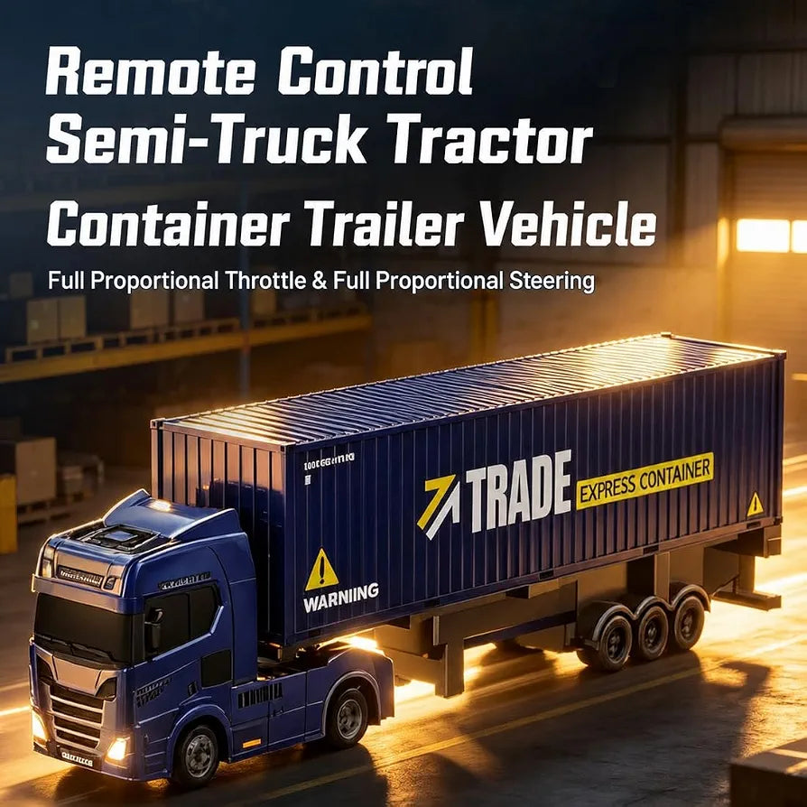 Turbo Speed Trailer Specifications Colours And Contents May Vary From illustrations 2.4 GHz Full-Scale Remote Control: Equipped with a 2.4 GHz wireless remote control system, it provides a stable, lag-free control range of up to 30 meters 1:64 Scale