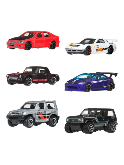 HotWheels Silver Series Set Of 6 Diecast Model Car Imported 1:64 Scale Nissan Patrol Custom, Mitsubishi pajero evolution, Datsun Fairlady 2000 , 95 Mazda RX-7 Drift , Honda civic Si, 98 Toyota Altezza