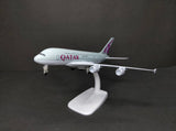 Aircraft 'Qatar Airways Airways  A380-800 A7-ABP 20cm' Scale Airplane Diecast Metal With Display Stand And Landing Wheels ( No.308)