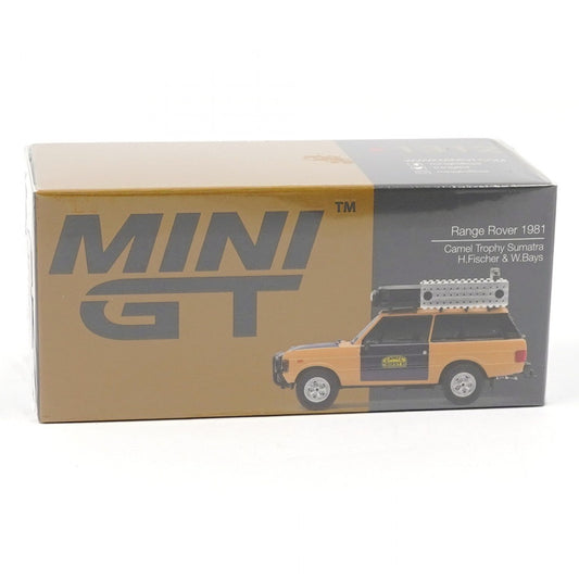 Mini GT 1312 Range Rover 1981 Camel Trophy Sumatra H Fischer & W Bays 1:64 Scale Diecast Model Box/Blister