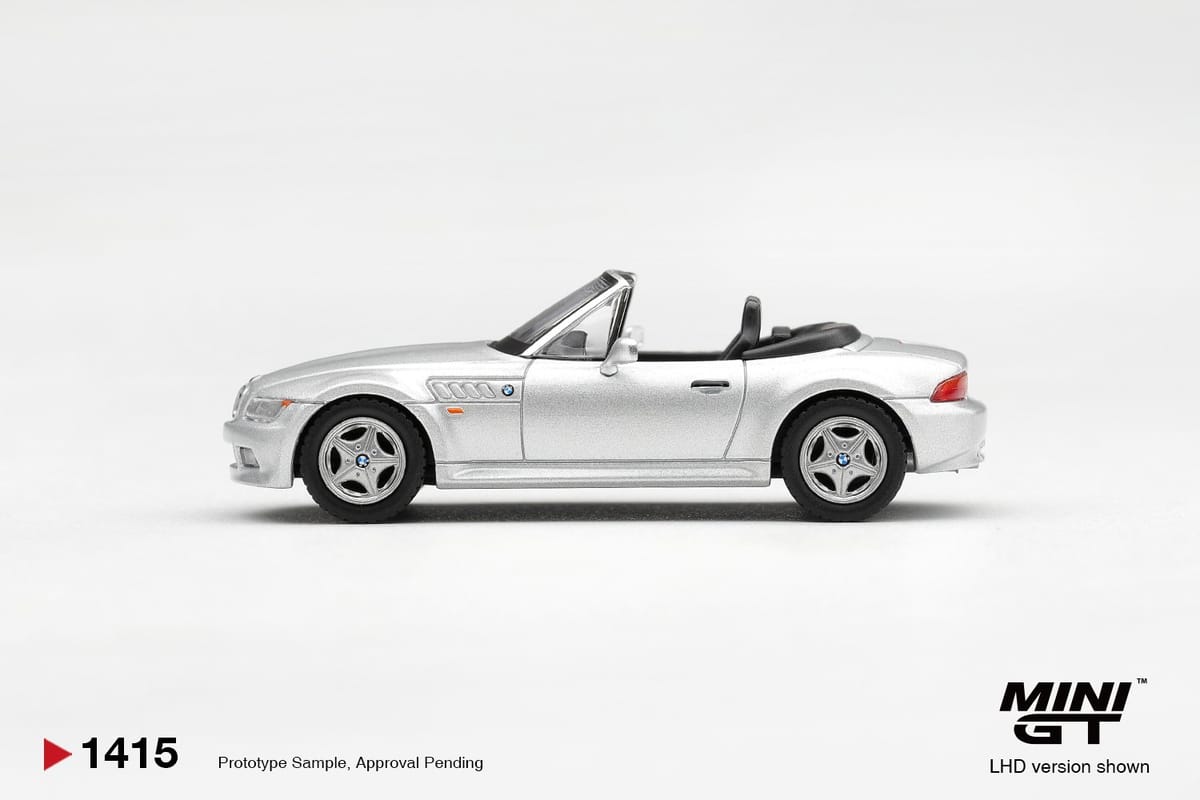 PRE-ORDER Mini GT.1415 BMW Z3 TITANIUM SILVER 1:64 Scale Diecast Model Box / Blister (ETA-APR 2027)