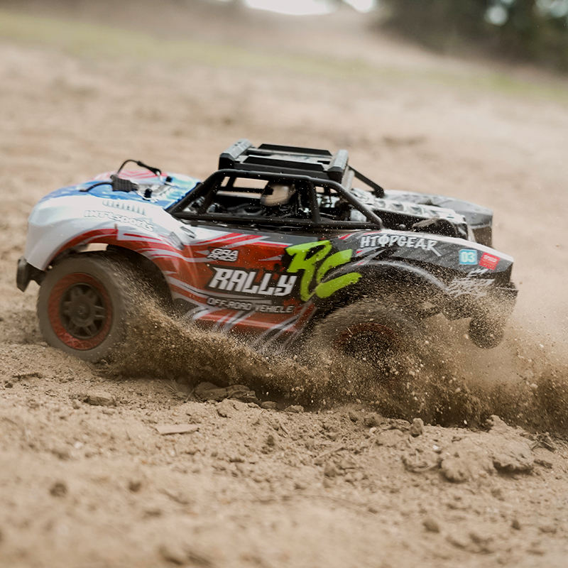 Rally High Speed Vehicle RC Remote Control Track Car 2.4GHz With LED Light , Largest Rubber Wheels, Rechargeable Battery Premium Look (Top speed 20 km/H) 1:18 Scale