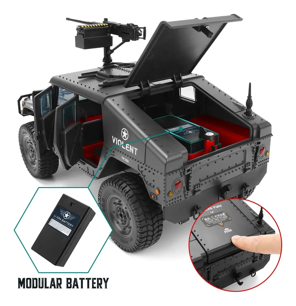 Climbing Car 2.4 GHz Control System, Model Car Door Can Be Opened Trunk is Open, Bettery Compartment Metal Chassis Side Guard Full Scale Simulation 4×4 1:14 Scale Remote Control rc