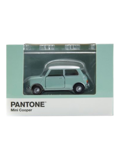 TINY PANTONE Mini Cooper Diecast Model Car – Classic Mint Green Mini | Vintage Collectible Toy with Display Box 1:50 Scale