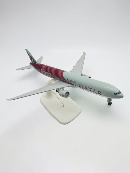Aircraft 'Qatar Fifa World Cup Qatar2022 A7-BEB Diecast 20cm' Scale Airplane (No.315) Display Stand With Landing Wheels