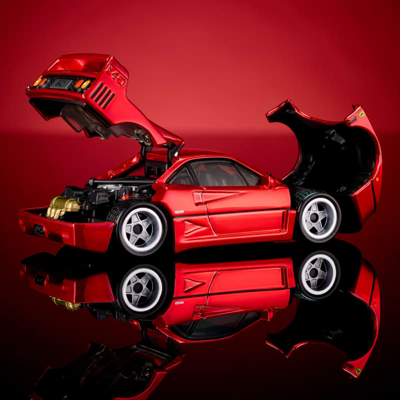 HotWheels RLC Ferrari F40 Sports Car With Diteling Diecast Model 1:64 Scale Color -Red Line Club Opening Rear Clamshell With Engine Detail And Front Bonnet Premium Car