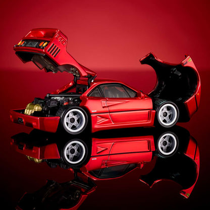 HotWheels RLC Ferrari F40 Sports Car With Diteling Diecast Model 1:64 Scale Color -Red Line Club Opening Rear Clamshell With Engine Detail And Front Bonnet Premium Car