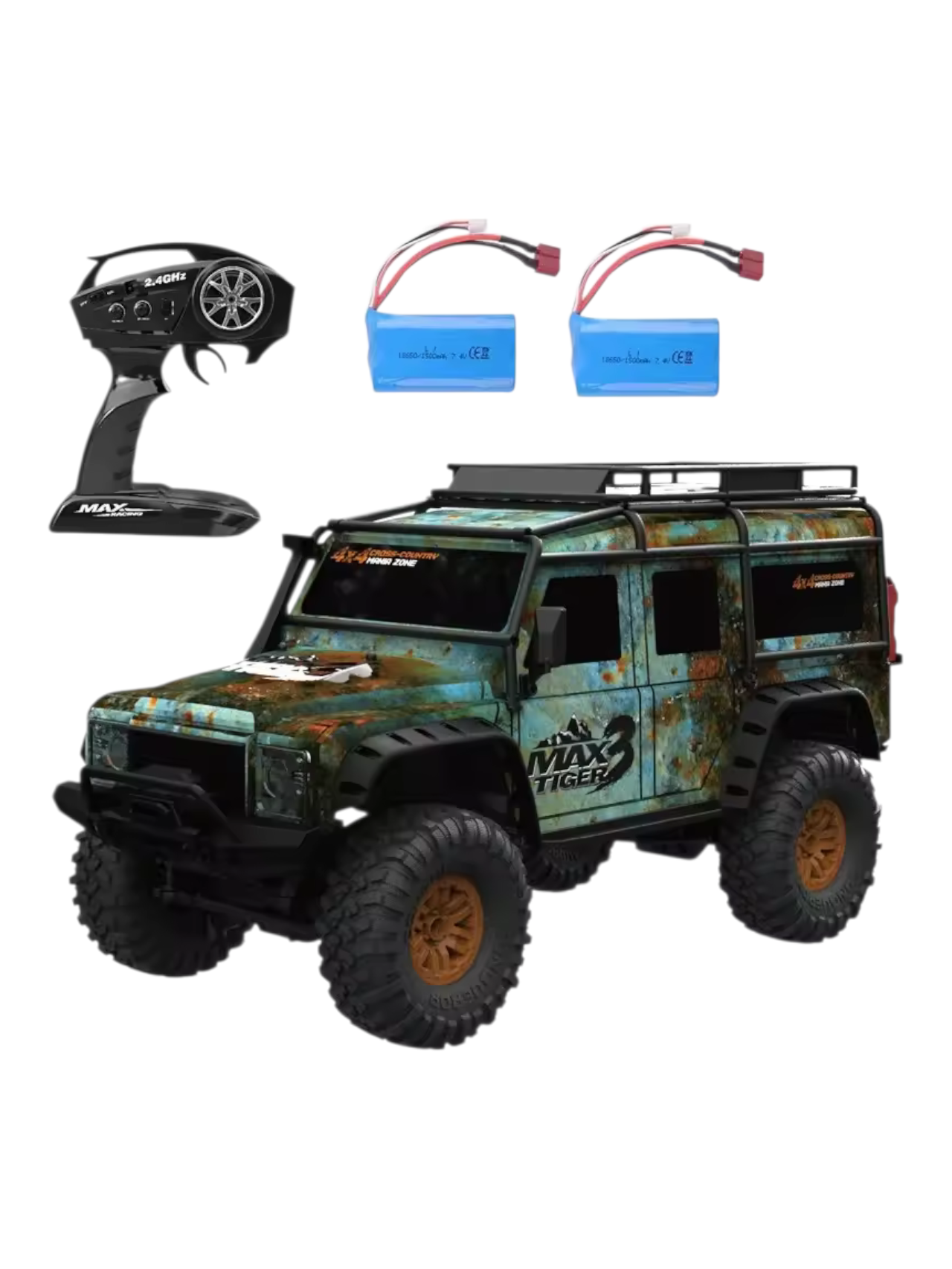 Racing Rally Max 4×4 Tiger 2.4G Radio Control High speed 15Km/H  Digital Proportional Speed Control, Steering Control Front/ Back Advance Suspension System TPR Rubber High Grip Tyres with ingress protection 1:10 Scale Remote Control car