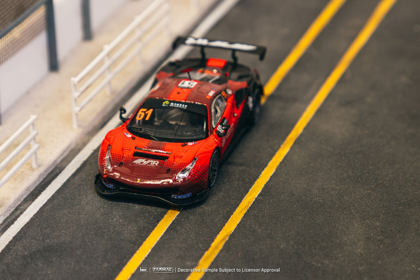 Tarmac Works Ferrari 488 GT3 Macau GT Cup 2022 Harmony Racing Chen Weian 1:64 Scale (With Acrylic Case)
