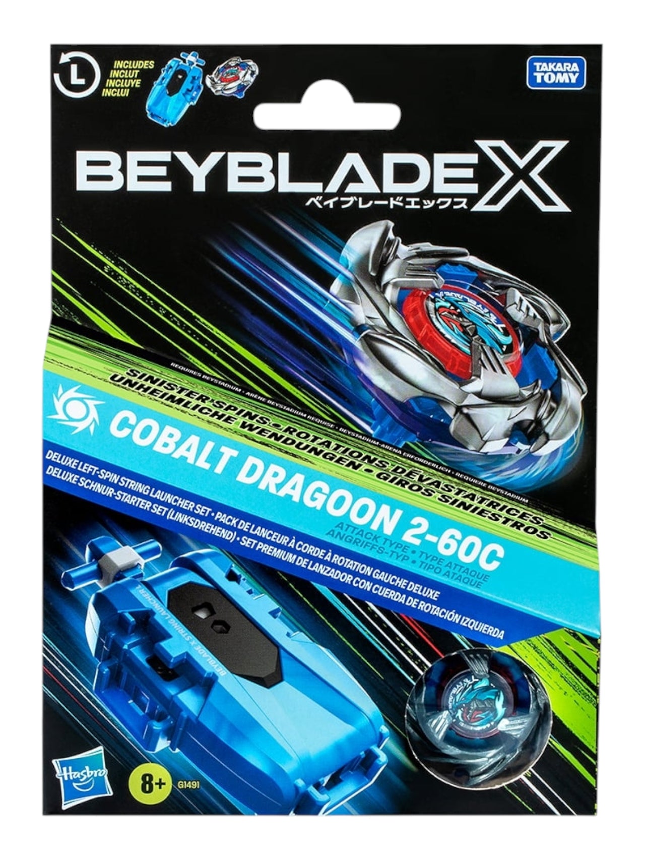 Beyblade X Lançador Deluxe Cobalt Dragoon 2-60C G1491 - Hasbro