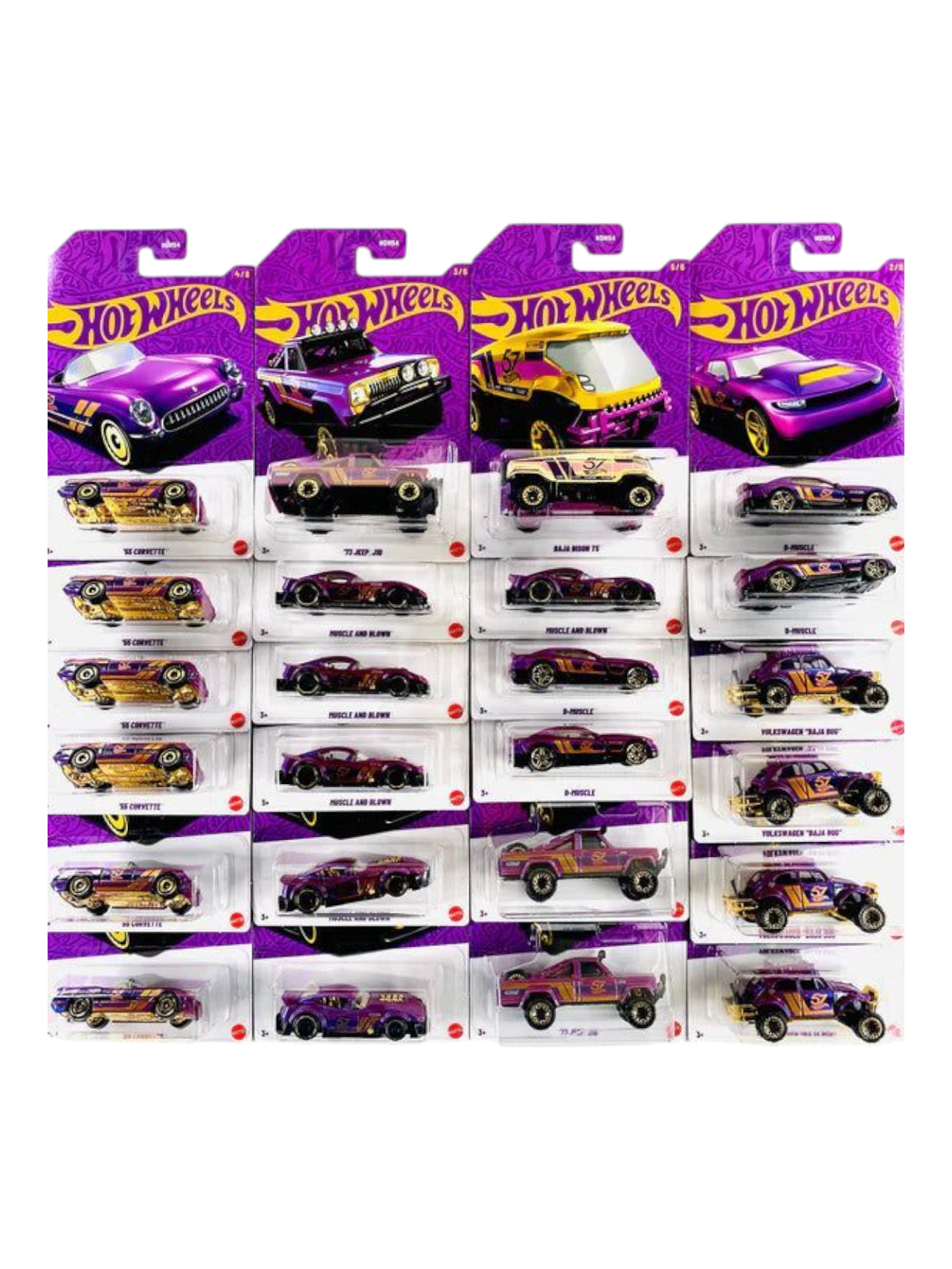 HotWheels 57th aniversary Pearl and Chrome Set of 24 Cars with Chase Piece 1:64 Scale